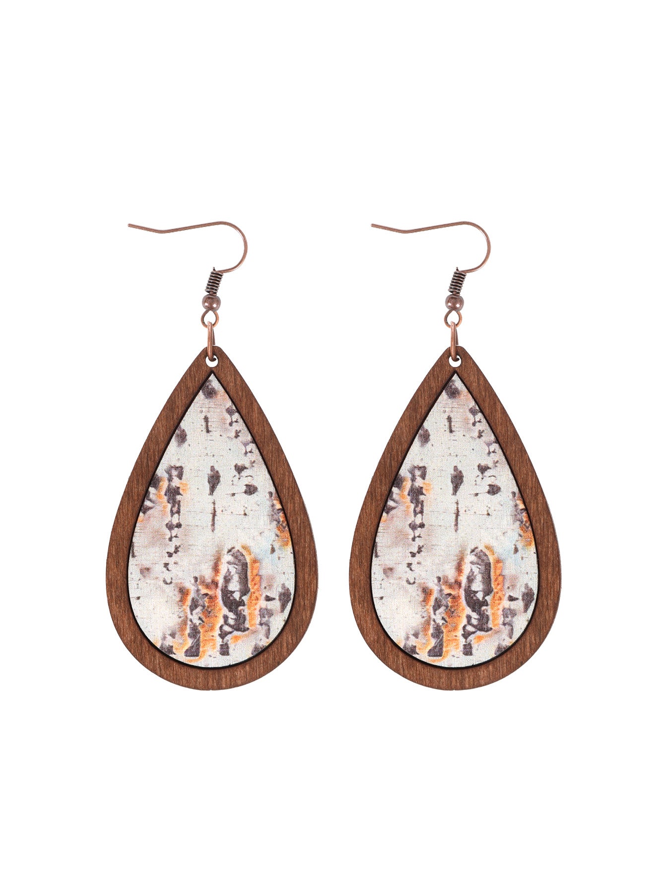 Wholesale Ethnic Style Wooden Droplet Shaped Retro Earrings